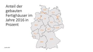Deutschlandkarte mit Baudaten Fertighäuser